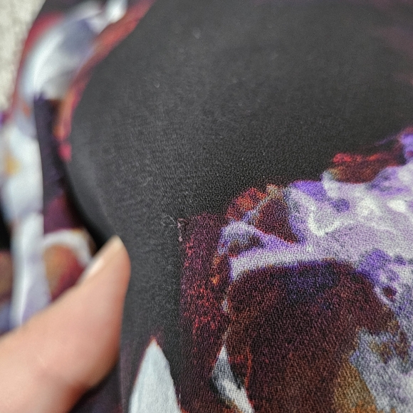 Lightweight Black Floral Chiffon blouse by Ellen Tracy in Small-med - Picture 10 of 12